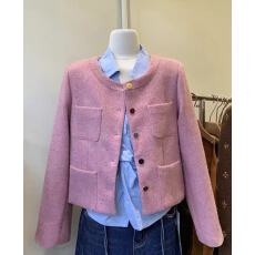 批发<b class='q'>实拍</b>！韩系高品质彩色点点人字纹毛呢夹棉外套