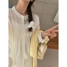 批发韩系超仙优雅设计感甜美微透超舒适面料宽松<b class='q'>衬衫</b>