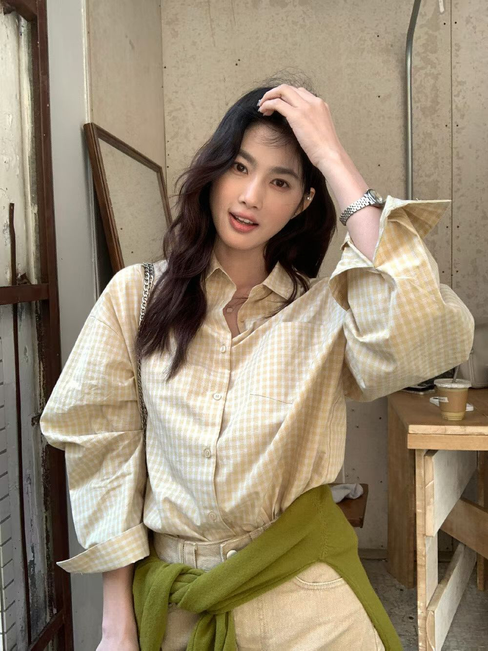 품격 체크무늬 한 부서 분위기 센스 체크무늬 품격 루즈핏 셔츠