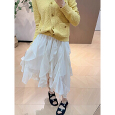 批发卖爆了 韩系不规则<b class='q'>半身裙</b>小众设计<b class='q'>雪纺</b>拼接蕾丝飘逸感半裙