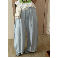 批发韩系气质宽松灯笼裤木耳边<b class='q'>百搭</b>休闲裤