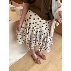 批发卖爆了 韩系荷叶边不规则设计感波点显瘦<b class='q'>百搭</b>半身裙