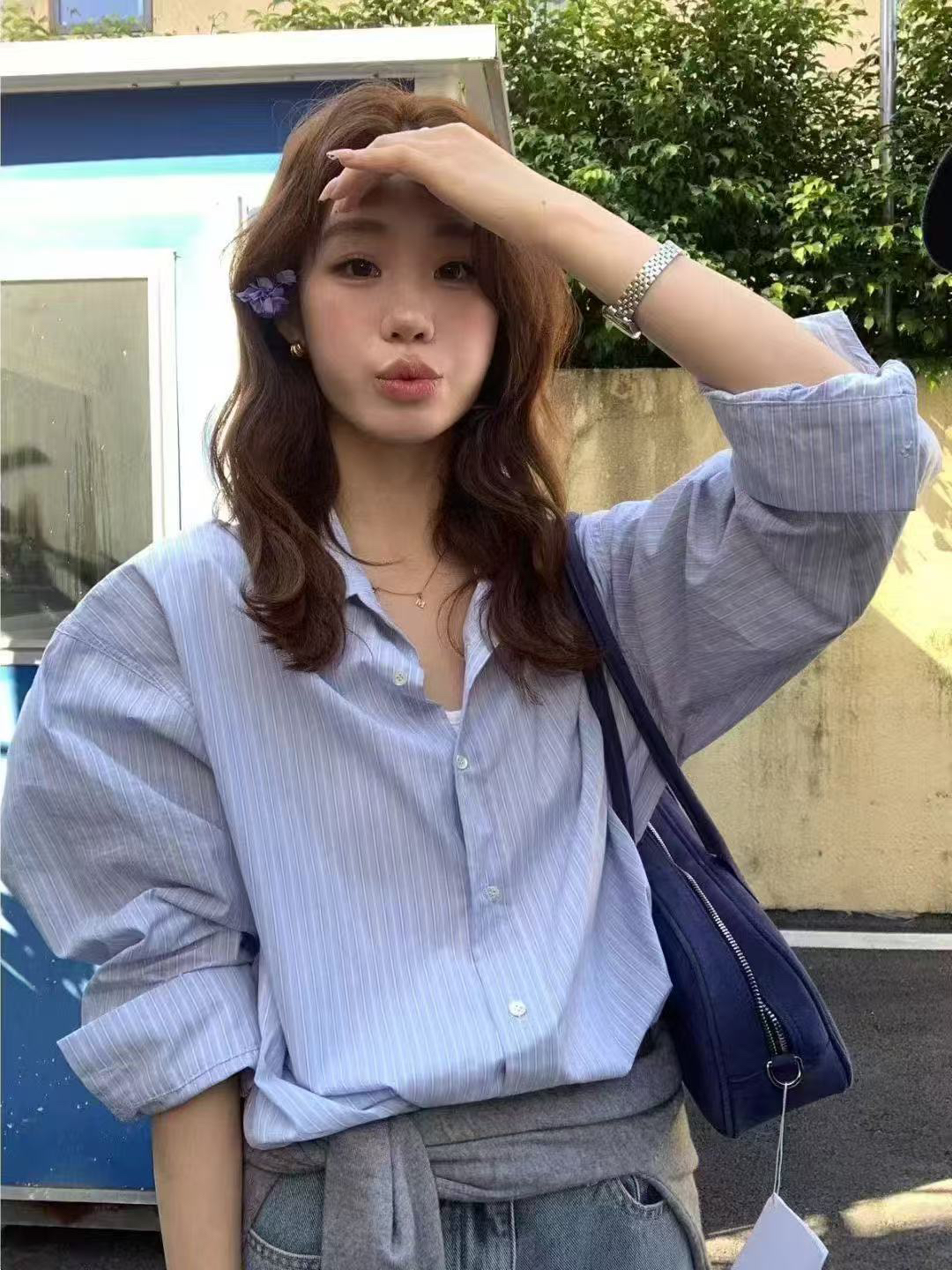 한 부서 품격 스트라이프 스택 착용 디자인 센스 루즈핏 다용도 슬림해 보이는 스트라이프 셔츠