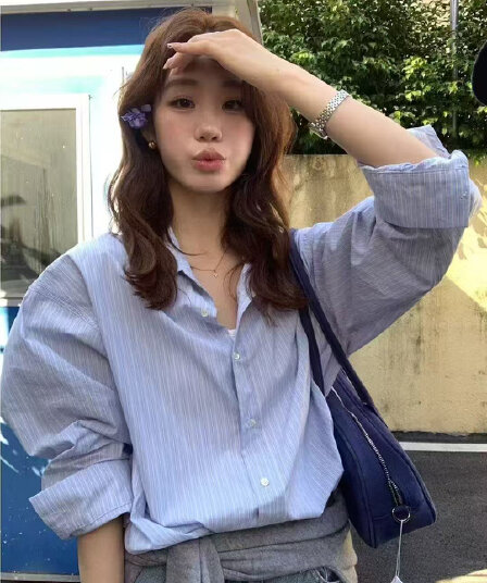 한 부서 품격 스트라이프 스택 착용 디자인 센스 루즈핏 다용도 슬림해 보이는 스트라이프 셔츠