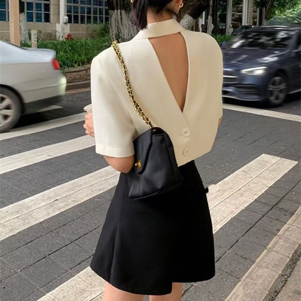 한 부서 ins 품격 디자인 섹션 절묘한 작은 대중 디자인 섹션 짧은 외투 있음 매칭 반바지