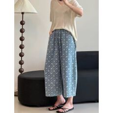 批发非实拍 新款牛仔直筒九分裤浅色<b class='q'>松紧</b>腰夏季裤子时尚薄款牛仔女裤