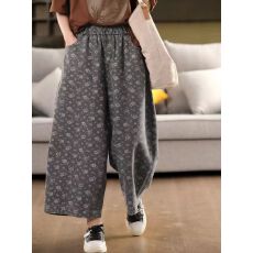 批发非实拍 复古印花全棉<b class='q'>牛仔裤</b>女<b class='q'>松紧</b>腰显瘦宽松休闲裤阔腿裤直筒裤