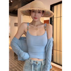 批发<b class='q'>泰国</b>绝美法式带胸垫吊带背心女外穿夏季打底内搭紫色美背无袖上衣