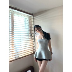 批发titi小姐姐【曲线奥秘】针织抹胸秋甜欲收腰显瘦纯色<b class='q'>百搭</b>打底上衣