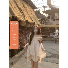 批发Xxiiuu 南法主义 夏季新款不规则设计感一字肩雪纺上衣女仙女小衫
