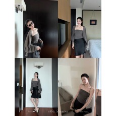 Iris Lumina书杳江南区oni天丝长袖套装女早秋抹胸外衫两件套
