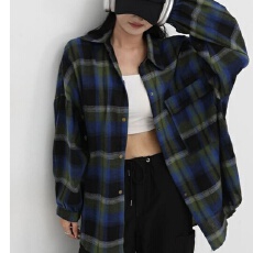 批发<b class='q'>韩版</b>春季大口袋格子衬衫原宿风设计感<b class='q'>长袖</b>时尚休闲宽松上衣外套女