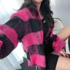 批发韩版<b class='q'>冬</b>季oversize时尚长袖格子毛呢衬衫原宿风休闲宽松外套女衬衣