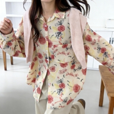 批发韩版新款夏季花卉简约<b class='q'>衬衫</b>长袖时尚新款原宿风休闲女外套防晒衣潮