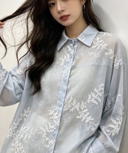 한국 스타일 여름 꽃무늬 원근법 설치 셔츠 하라주쿠 스타일 캐주얼 루즈핏 다용도 긴팔 재킷 맨위 자외선 차단 의류 트렌디