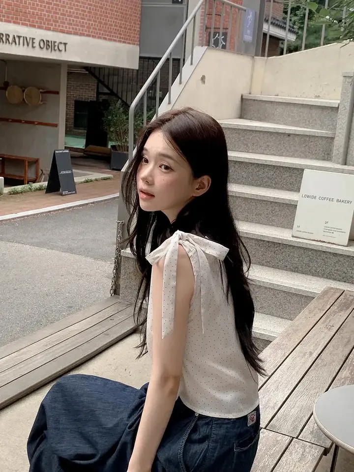 프렌치 감성 원숄더 민소매 상의 상세 이미지 3