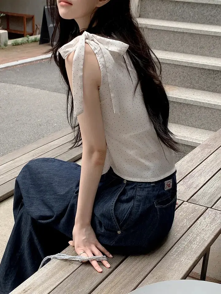 프렌치 감성 원숄더 민소매 상의 상세 이미지 4
