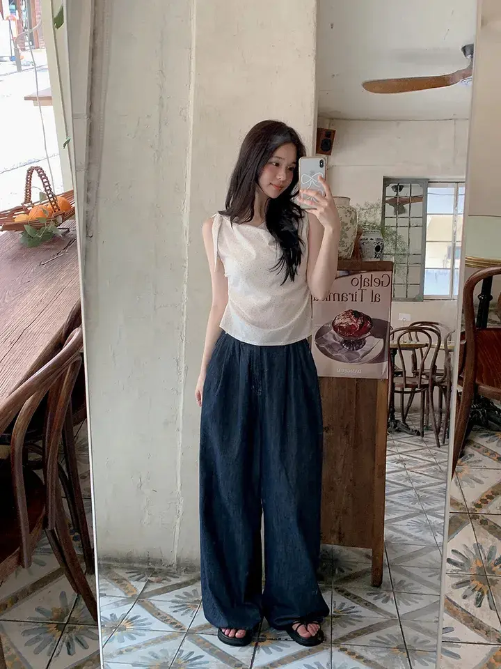 프렌치 감성 원숄더 민소매 상의 상세 이미지 9