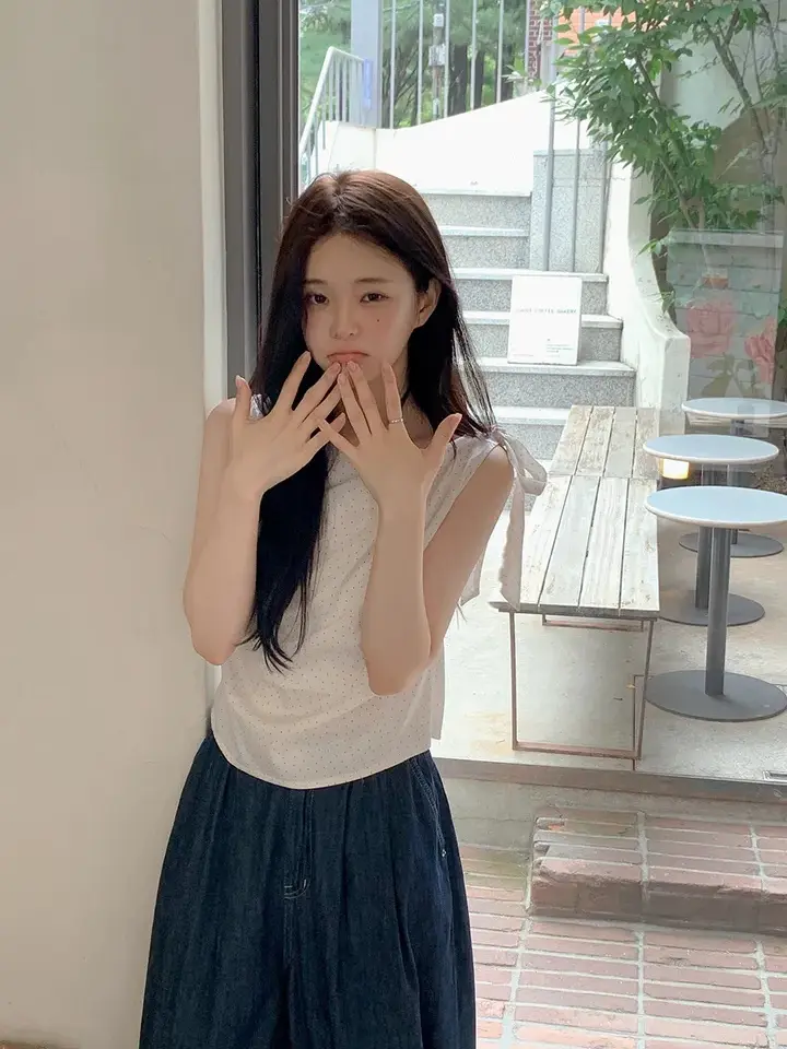 프렌치 감성 원숄더 민소매 상의 상세 이미지 10
