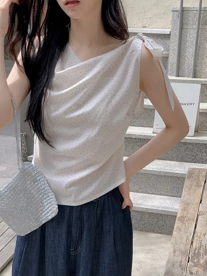 프렌치 감성 원숄더 민소매 상의 상세 이미지 11