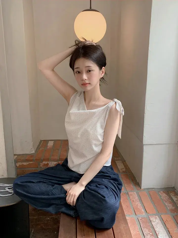 프렌치 감성 원숄더 민소매 상의 상세 이미지 14