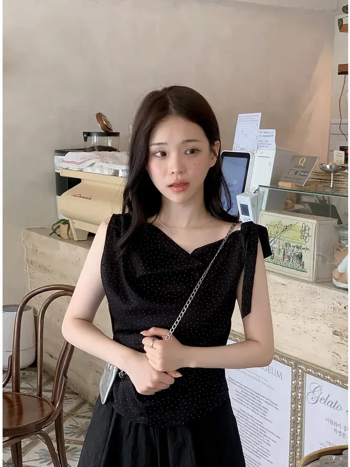 프렌치 감성 원숄더 민소매 상의 상세 이미지 16