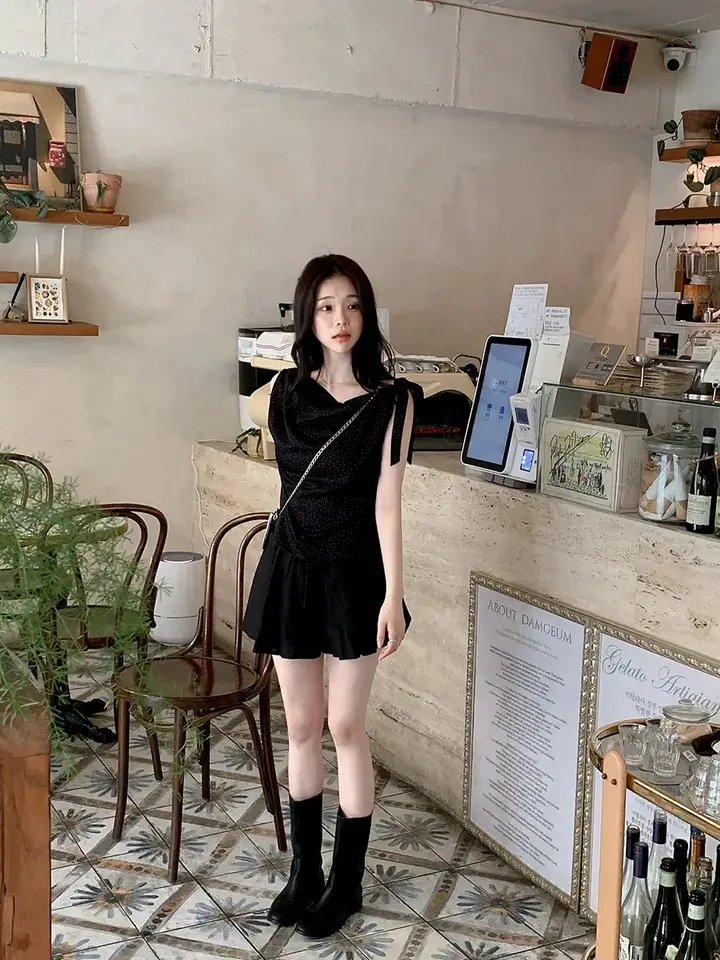 프렌치 감성 원숄더 민소매 상의 상세 이미지 17
