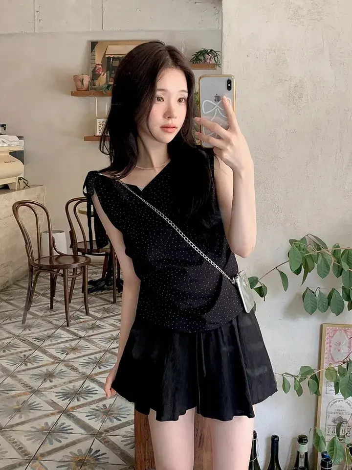 프렌치 감성 원숄더 민소매 상의 상세 이미지 21