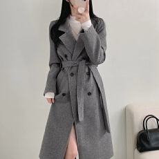批发chic韩版冬季复古轻奢大气高级感<b class='q'>西装</b>领双排扣中长款<b class='q'>西装</b>外套大衣