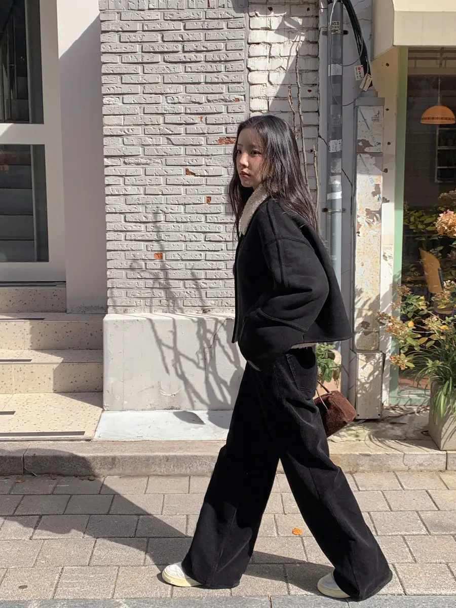 빈티지 폴드 칼라 단추 양털 숏 아우터 상세 이미지 11