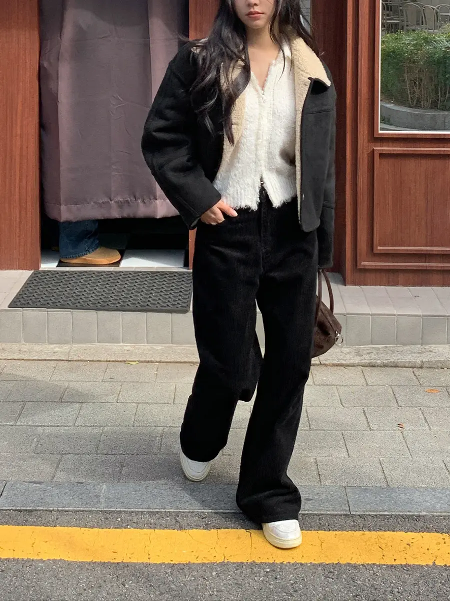 빈티지 폴드 칼라 단추 양털 숏 아우터 상세 이미지 14