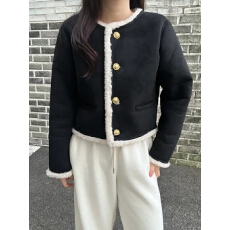 批发<b class='q'>韩国</b>冬季新款气质小香风单排扣皮毛一体羊羔毛短款百搭夹克外套