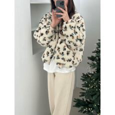 批发chic 韩版冬季时尚减龄碎花夹棉加厚羊羔毛<b class='q'>宽松</b>百搭卫衣棉衣外套