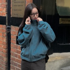 批发chic 韩系春秋慵懒<b class='q'>休闲</b>时尚立领拉链百搭保暖摇粒绒卫衣<b class='q'>夹克</b>外套