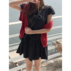 批发chic 韩系夏季法式甜美<b class='q'>赫本</b><b class='q'>风</b>小飞袖收腰显瘦A字裙连衣裙