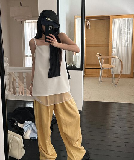 ins 한 부서 여름 작은 대중 순수한 욕망 미니멀리즘 디자인 센스 스택 착용 캐주얼 다용도 조끼 슬립 드레스