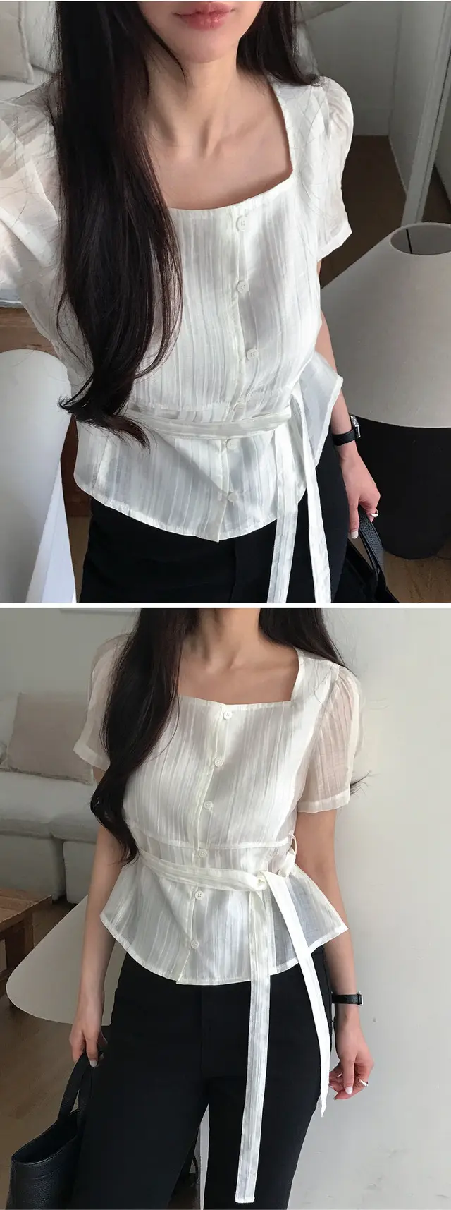 프렌치 스타일 퍼프소매 셔츠 상세 이미지 7
