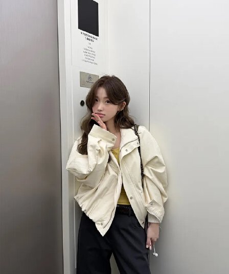 chic 한국 스타일 가을 레트로 폴로 칼라 개성 캐주얼 워크웨어 지퍼 어둠 버클 다용도 쇼트 스타일 재킷 재킷