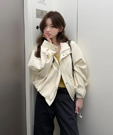 chic 한국 스타일 가을 레트로 폴로 칼라 개성 캐주얼 워크웨어 지퍼 어둠 버클 다용도 쇼트 스타일 재킷 재킷