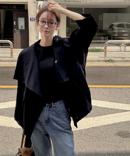 chic 한 부서 가을 패션 레트로 영국식 바람 이중 버튼 워크웨어 캐주얼 루즈핏 바람막이 재킷 재킷