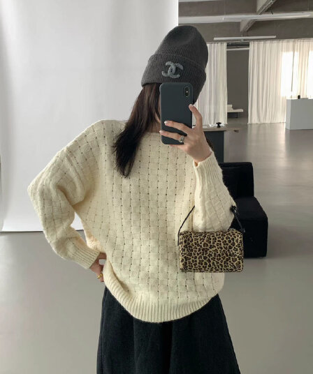 chic 한 부서 가을 겨울 느긋한 작은 대중 후아 남편 그리드 풀오버 루즈핏 캐주얼 다용도 니트 스웨터 스웨터 맨위
