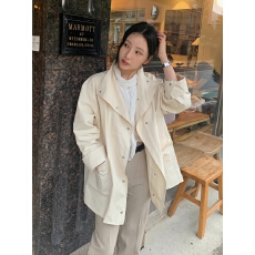批发chic <b class='q'>韩版</b>秋冬复古翻领个性休闲工装暗扣百搭风衣夹克外套
