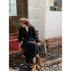 批发chic 韩版冬季轻奢时尚大气西装领双排扣中长款过膝<b class='q'>西装外套</b>大衣