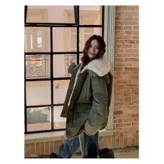 批发2025新款冬季羊羔毛派克棉服女工装加绒棉衣中长款小个子棉袄<b class='q'>外套</b>