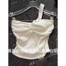 批发甜妹气质性感设计感扭结斜肩短款小背心百搭ins外穿吊带内搭上衣