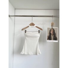 批发2025年秋冬新款纯欲风时尚气质小众一字肩抹胸修身显瘦百搭上衣女