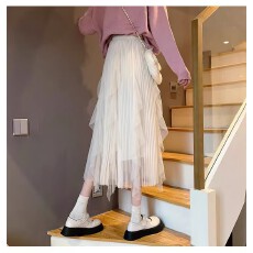 批发纱裙女<b class='q'>半身裙</b>2026春季新款中长款仙女裙子高腰显瘦<b class='q'>不规则</b>网纱裙