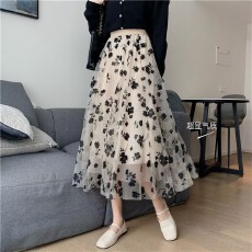 批发爆款2026春夏碎花仙女<b class='q'>裙</b>植绒新款百褶A字<b class='q'>裙</b>中长款高腰显瘦<b class='q'>网纱</b><b class='q'>裙</b>