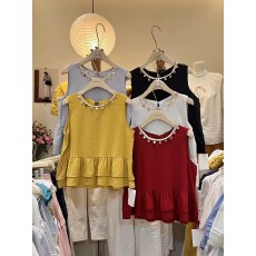 批发2026红色<b class='q'>背心</b>小衫女夏季外穿<b class='q'>无袖</b>裙摆拼接衬衫小众不撞款上衣