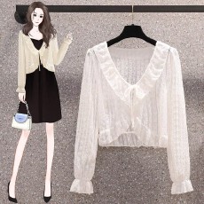 批发小披肩夏装2026年新款大码<b class='q'>女装</b>长袖镂空短款<b class='q'>外套</b>蕾丝防晒开衫上衣